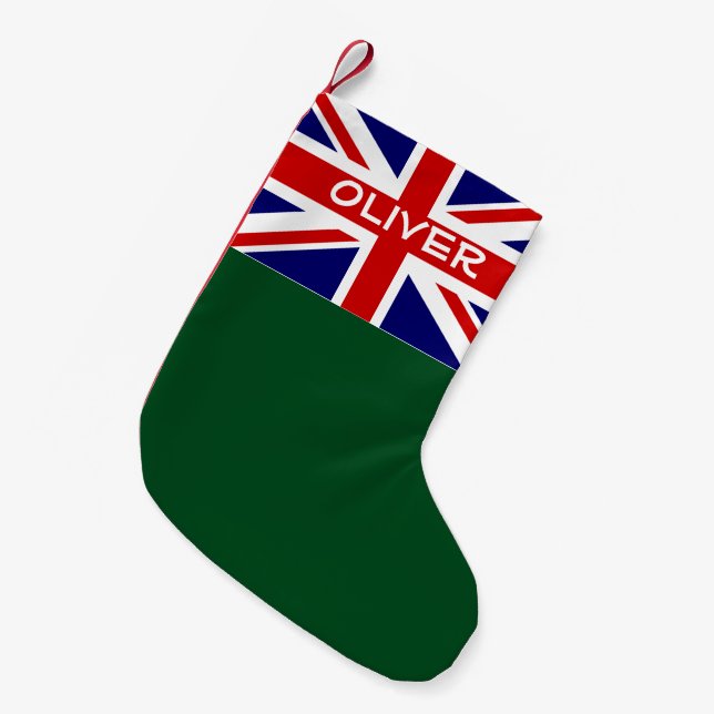 British Union Jack Flag personalisiert Holiday Kleiner Weihnachtsstrumpf (Vorderansicht (hängend))