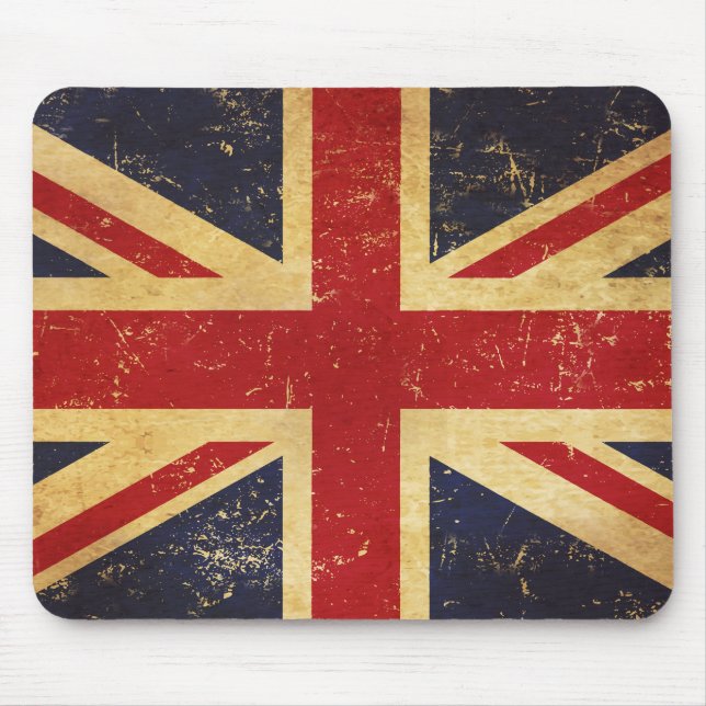 British Union Jack Flag Vintag Grunge Mousepad (Vorne)