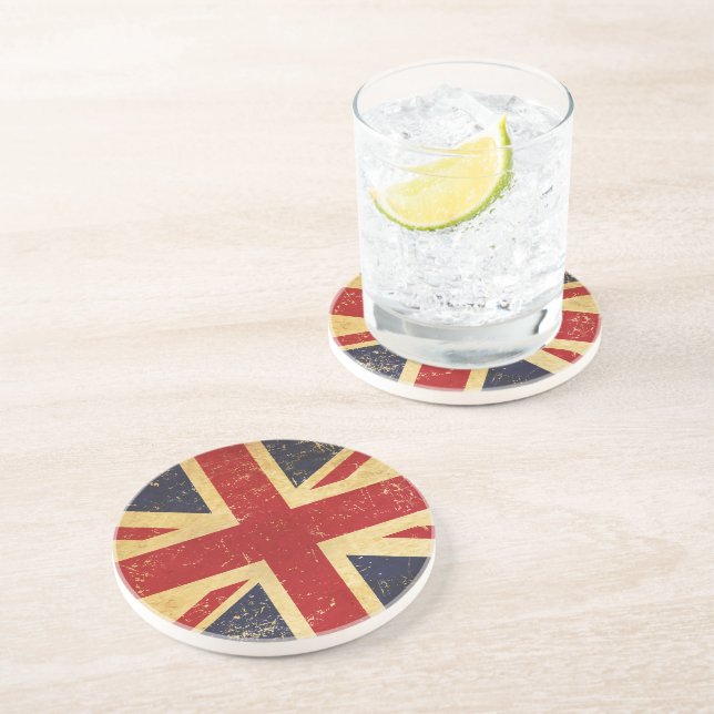 British Union Jack Flag Vintag Grunge Untersetzer (Seite)