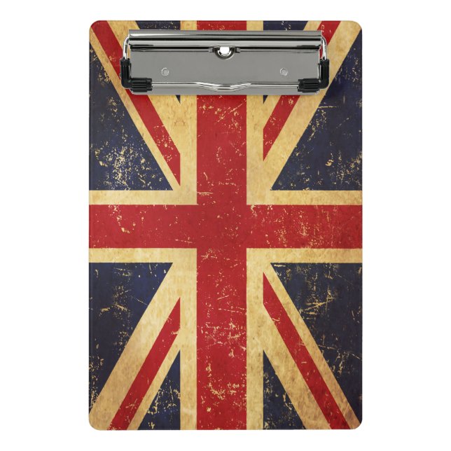 British Union Jack Flag Vintag Mini Klemmbrett (Vorderseite)