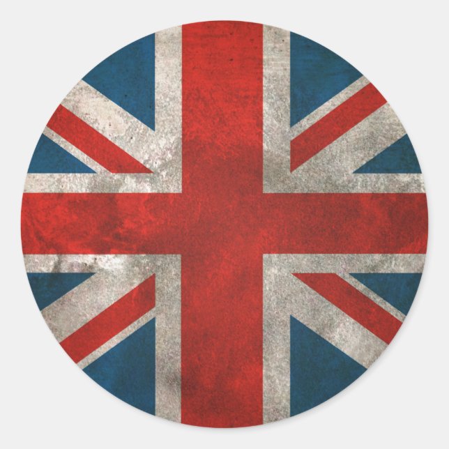 British Union Jack Runder Aufkleber (Vorderseite)