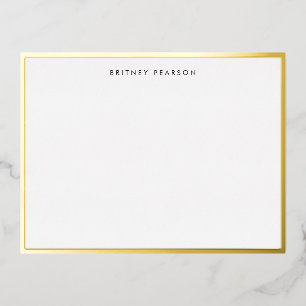 Britney Gold Foil Border Personalisiert Stationery Folie Einladungspostkarte
