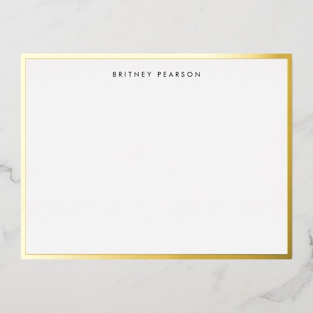 Britney Gold Foil Border Personalisiert Stationery Folie Einladungspostkarte (Vorderseite)