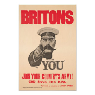 Britons Lord Kitchener Will Ihnen WWI-Propaganda Fotodruck