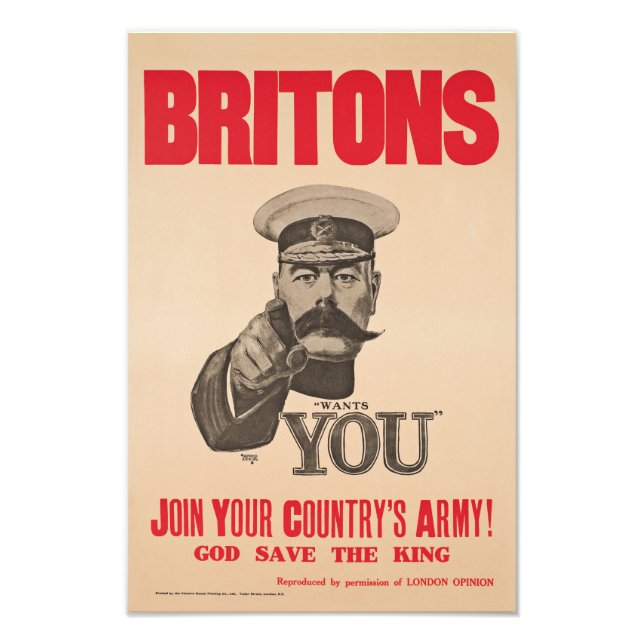 Britons Lord Kitchener Will Ihnen WWI-Propaganda Fotodruck (Vorne)