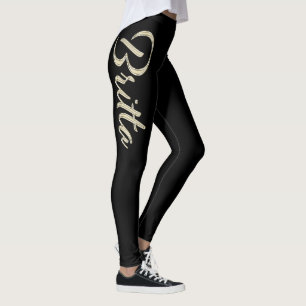 Britta white gold Handwriting Hose Leggings