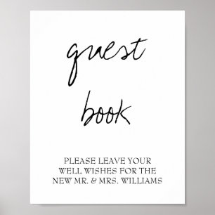 Brittany Black Calligraphy Wedding Guest Book Sign Poster