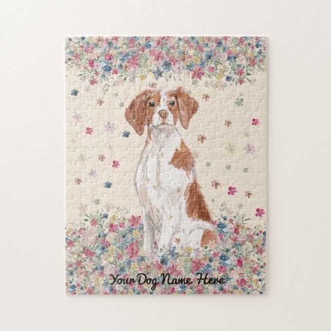 Brittany Dog Blume Rain Puzzle (Vertikal)