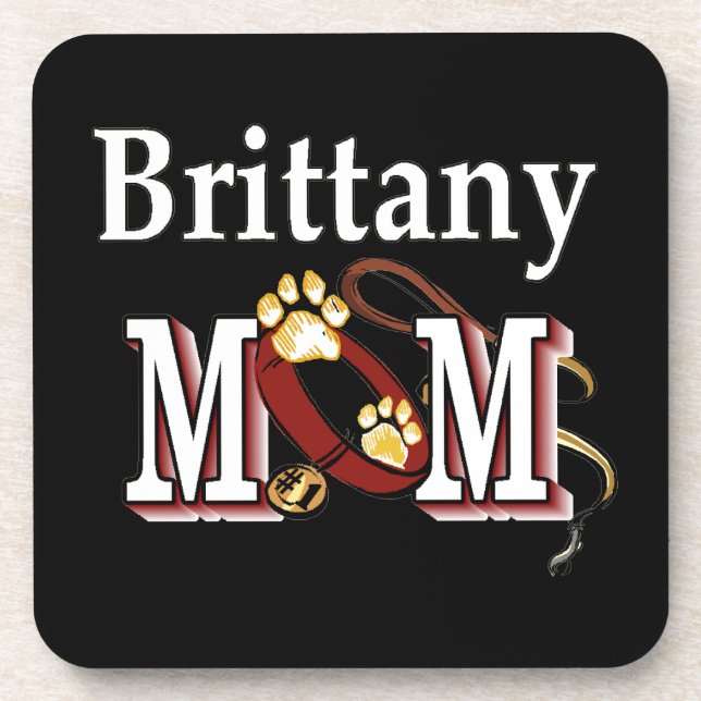 Brittany Dog MAMA Getränkeuntersetzer (Vorderseite)