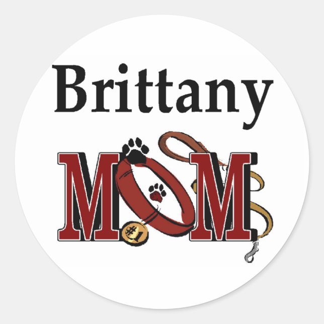 Brittany Dog MAMA Runder Aufkleber (Vorderseite)