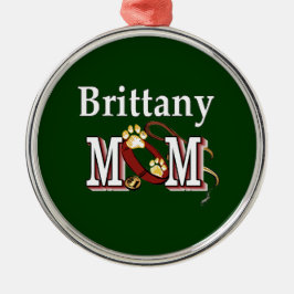 Brittany Dog MAMA Silbernes Ornament
