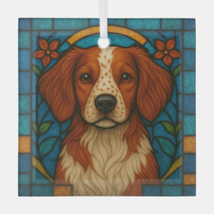 Brittany Dog "Stains Glass" Ornament Aus Glas
