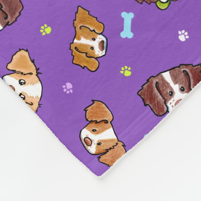 Brittany Dogs KiniArt Fleece Blanket (Ecke)