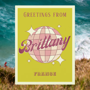 Brittany Frankreich Urlaub Retro grün Postkarte