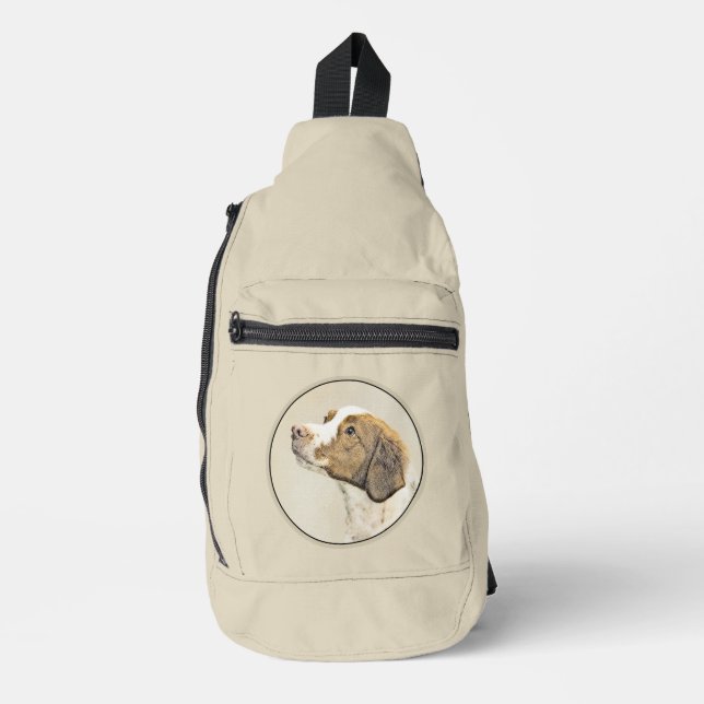 Brittany Painting Orange Roan Spaniel Niedlich Dog Crossbody Bag (Vorderseite)