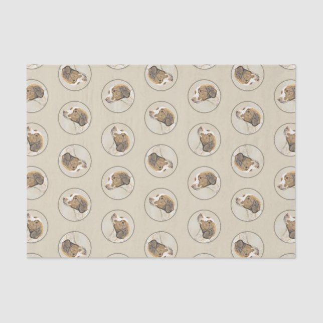 Brittany Painting Orange Roan Spaniel Niedlich Dog Seidenpapier (Vorderseite)