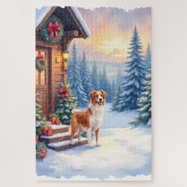 Brittany Rustic Cabin Christmas Winter Art Puzzle (Vertikal)