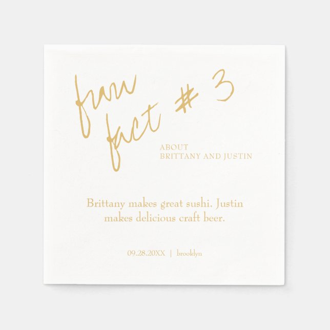 Brittany Simple Gold Fun Fakt 3 Hochzeit Serviette (Vorderseite)