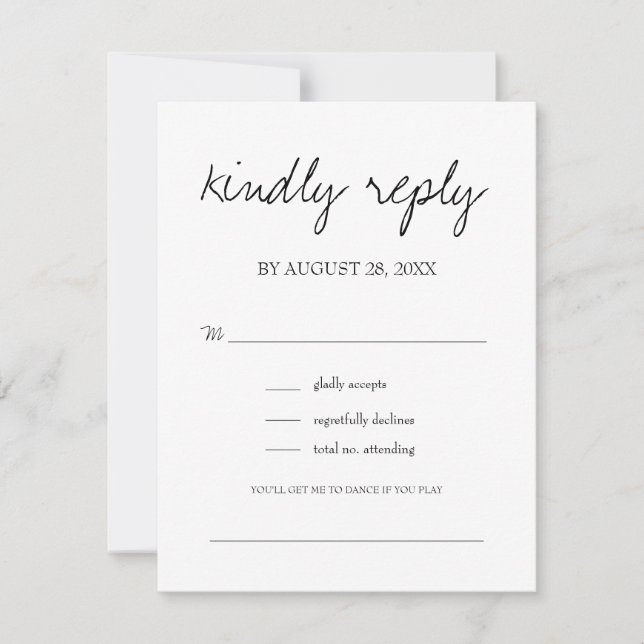 Brittany Simple Modern Calligraphy Song Request RSVP Karte (Vorderseite)