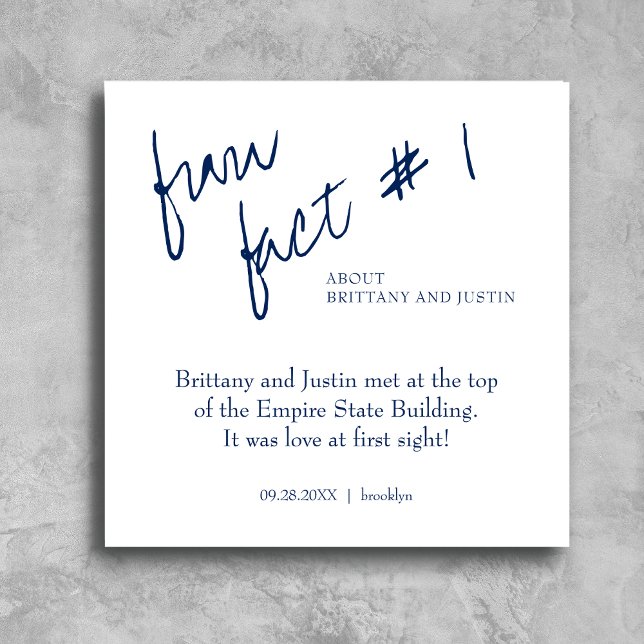 Brittany Simple Navy Blue Fun Fakt #1 Hochzeit Serviette (Von Creator hochgeladen)