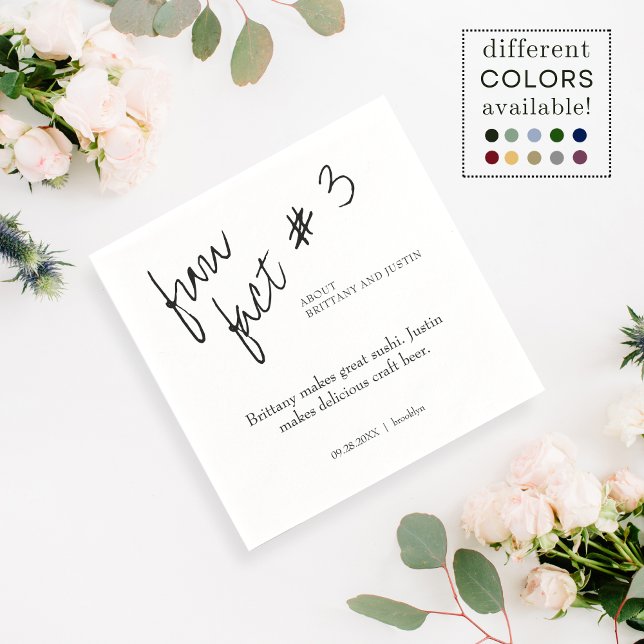 Brittany Simple Schwarz-weiß Fun Fakt 3 Hochzeit Serviette (Von Creator hochgeladen)