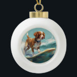 Brittany Spanel Beach Surfmalerei Keramik Kugel-Ornament<br><div class="desc">Tauchen Sie ein in die spielerische Welt des Kaninchen-Abenteuers mit diesem faszinierenden Bild. Ein gepflegter Hund geht zu den Wellen und reitet geschickt auf einem sonnengeküssten Strand. Das lebendige Kunstwerk vereint wunderbar das Wesentliche der Erregung am Strand, während der Hund furchtlos auf den Wellen reitet und den Geist von Spaß...</div>
