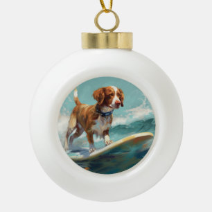 Brittany Spanel Beach Surfmalerei Keramik Kugel-Ornament