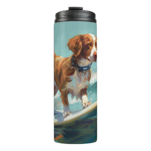 Brittany Spanel Beach Surfmalerei Thermosbecher