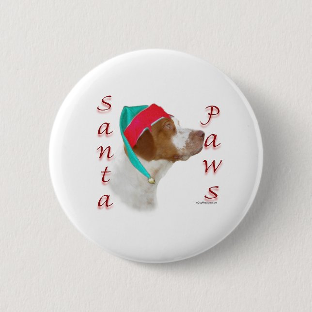 Brittany Spanel Santa Paws Button (Vorderseite)