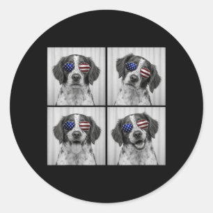 Brittany Spaniel 4. Juli Amerikanische Flagge Hund Runder Aufkleber
