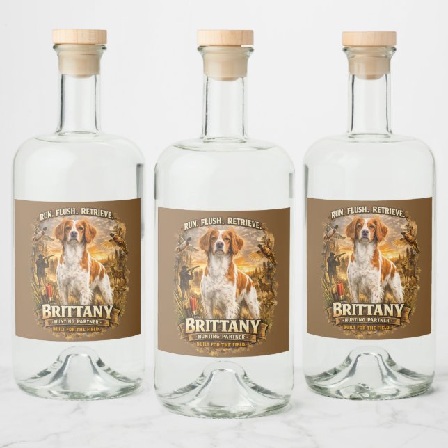 Brittany Spaniel Alkoholflaschenetikett (Flaschen)