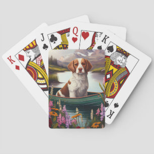 Brittany Spaniel auf einem Paddel: Ein landschaftl Spielkarten