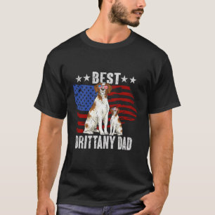 Brittany Spaniel Best Brittany Vater American Flag T-Shirt