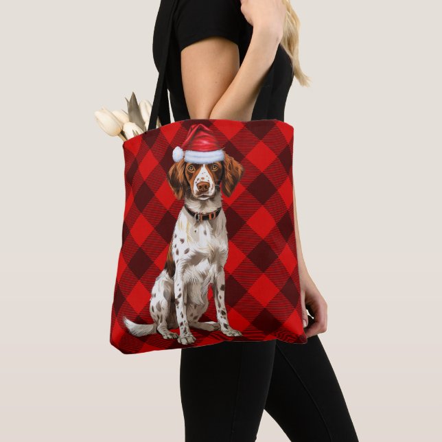 Brittany Spaniel Christmas Dog Red Seasonal Plaid (Von Nahem)