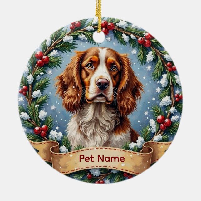 Brittany Spaniel Christmas Keramik Ornament (Hinten)