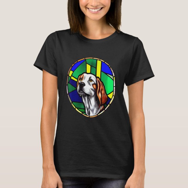 Brittany Spaniel - Colorful Stained Glass_3 T-Shirt (Vorderseite)