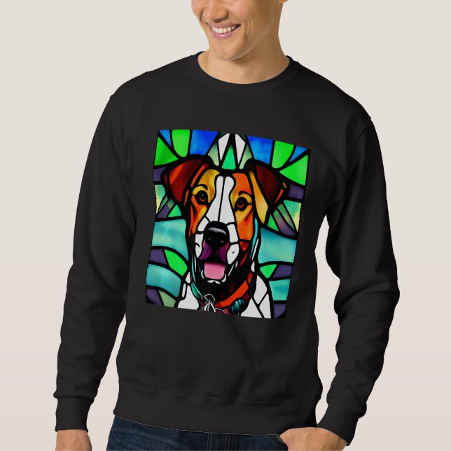Brittany Spaniel - Colorful Stained Glass Premium_ Sweatshirt (Vorderseite)