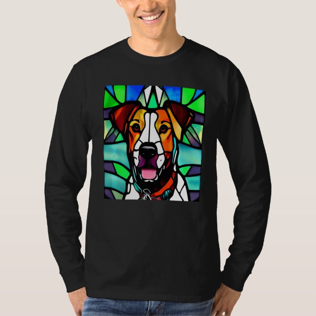 Brittany Spaniel - Colorful Stained Glass Premium_ T-Shirt (Vorderseite)