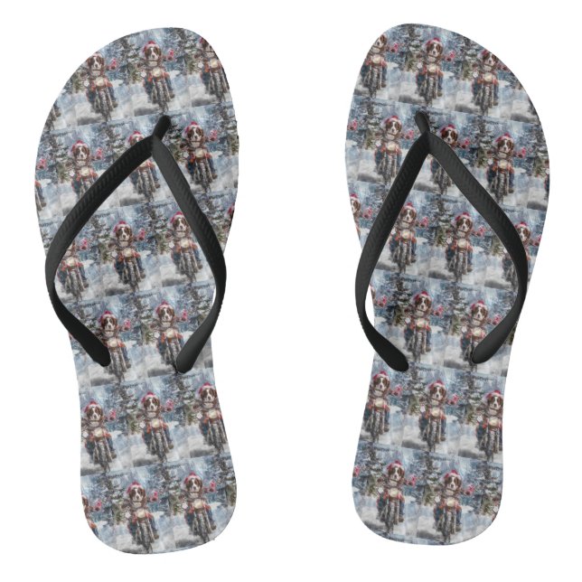 Brittany Spaniel Dog Riding Motorrad Weihnachten Flip Flops (Fußbett)