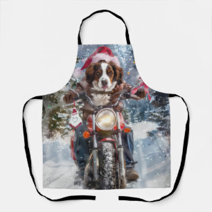 Brittany Spaniel Dog Riding Motorrad Weihnachten Schürze
