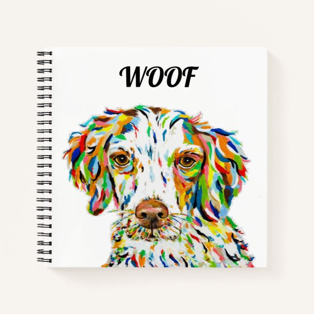 Brittany Spaniel Dog Square Notebook Notizbuch (Vorderseite)
