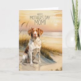 Brittany Spaniel Dog Sunset Beach Mother's Day Feiertagskarte