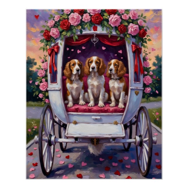 Brittany Spaniel Dog Valentine's Day  Poster (Vorderseite)