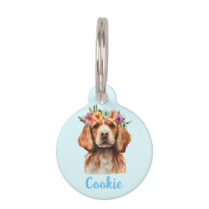 Brittany Spaniel Dog Watercolor Blume Haustiermarke