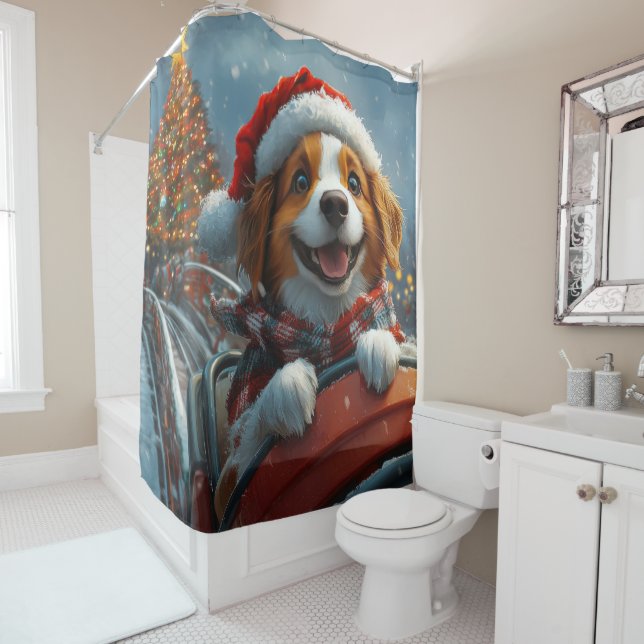 Brittany Spaniel Dog Weihnachten Duschvorhang (Beispiel)