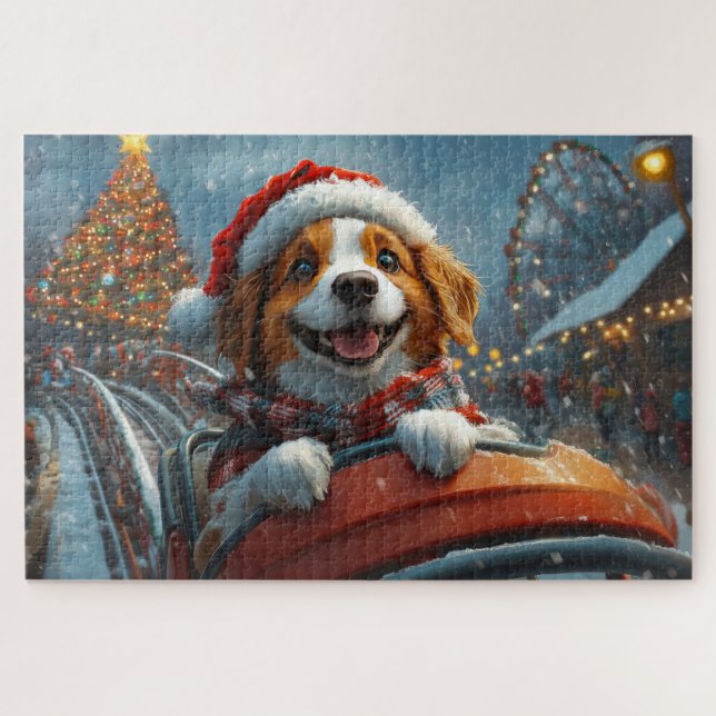 Brittany Spaniel Dog Weihnachten Puzzle (Horizontal)
