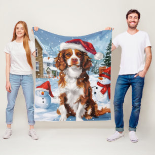 Brittany Spaniel Dog Winter Wonderland Weihnachten Fleecedecke