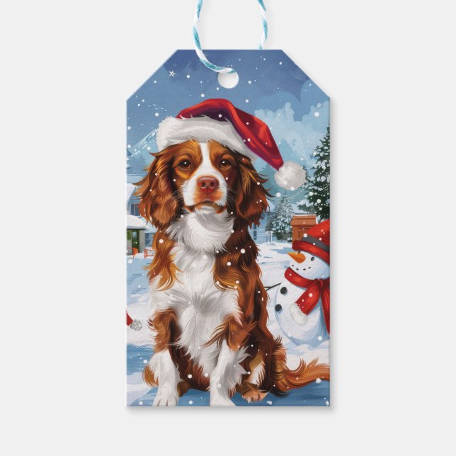 Brittany Spaniel Dog Winter Wonderland Weihnachten Geschenkanhänger (Vorderseite)