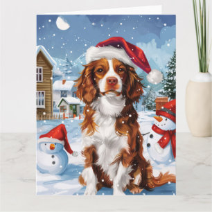 Brittany Spaniel Dog Winter Wonderland Weihnachten Karte