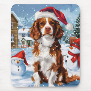 Brittany Spaniel Dog Winter Wonderland Weihnachten Mousepad